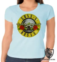 Baby look blusa Feminina axl rose guns in roses armas rosas - Foto 5