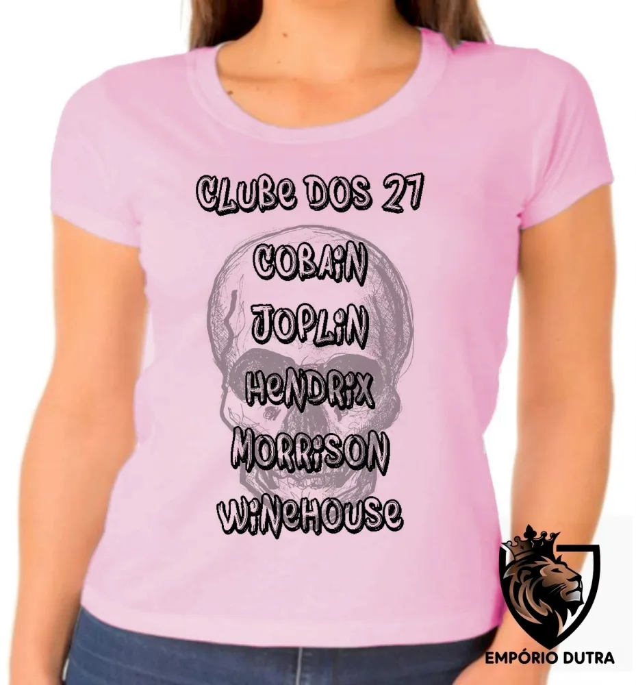 Baby look blusa Feminina Clube dos 27 rock musica