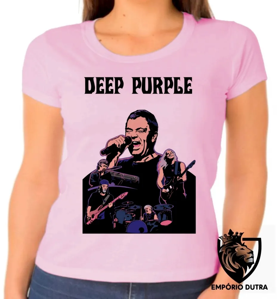 Baby look blusa Feminina deep purple banda rock roll cantor