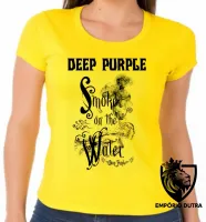 Baby look blusa Feminina deep purple smoke in the water rock - Foto 2