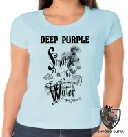 Baby look blusa Feminina deep purple smoke in the water rock - Foto 3