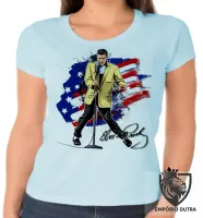 Baby look blusa Feminina Elvis Presley bandeira EUA musica rock - Foto 5