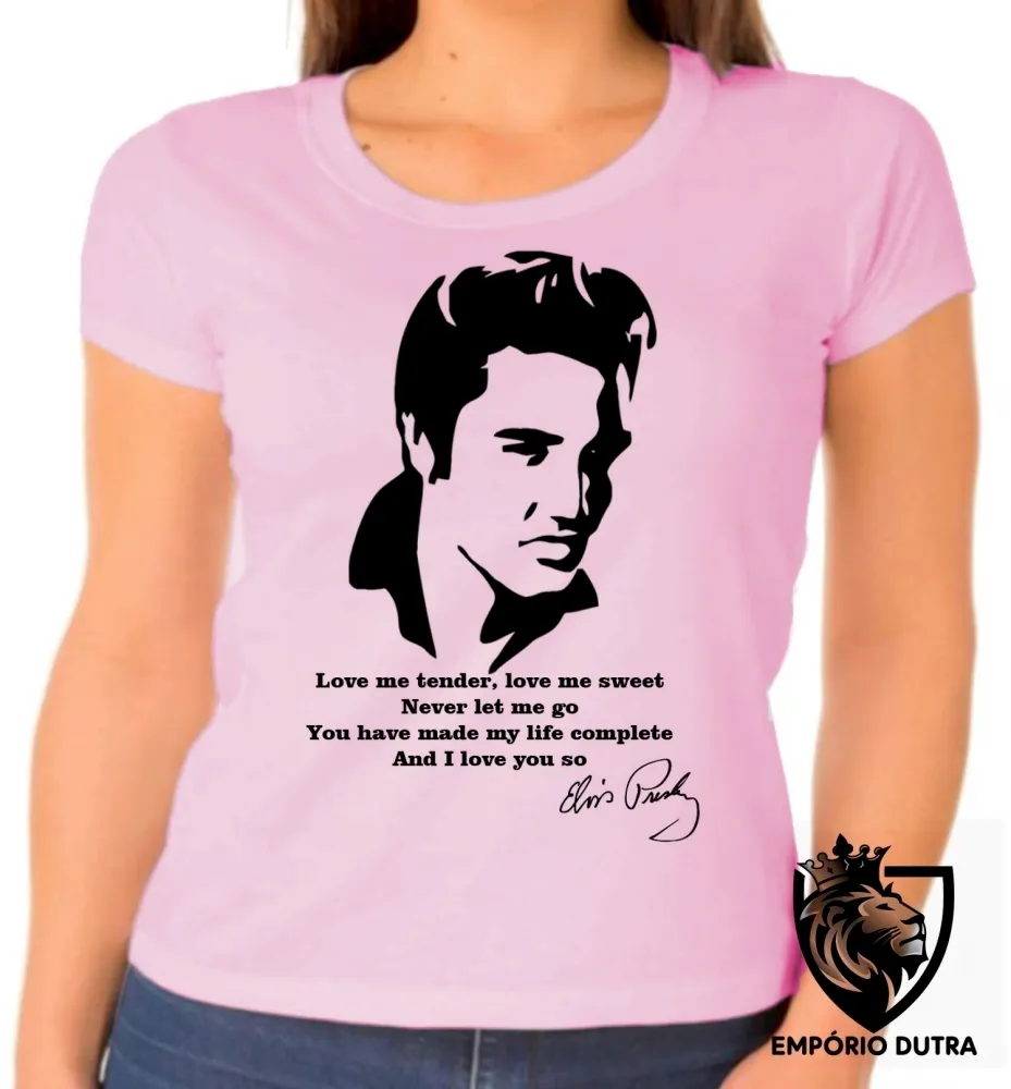 Baby look blusa Feminina banda Elvis Presley rei rock musica Imagem