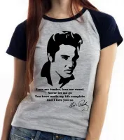 Baby look blusa Feminina banda Elvis Presley rei rock musica - Foto 2