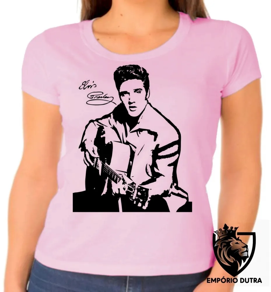 Baby look blusa Feminina Elvis Presley violão