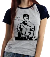Baby look blusa Feminina Elvis Presley violão - Foto 4