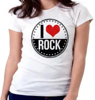 Baby look blusa Feminina banda I love rock redondo - Foto 3