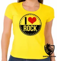 Baby look blusa Feminina banda I love rock redondo - Foto 5