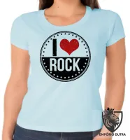 Baby look blusa Feminina banda I love rock redondo - Foto 6