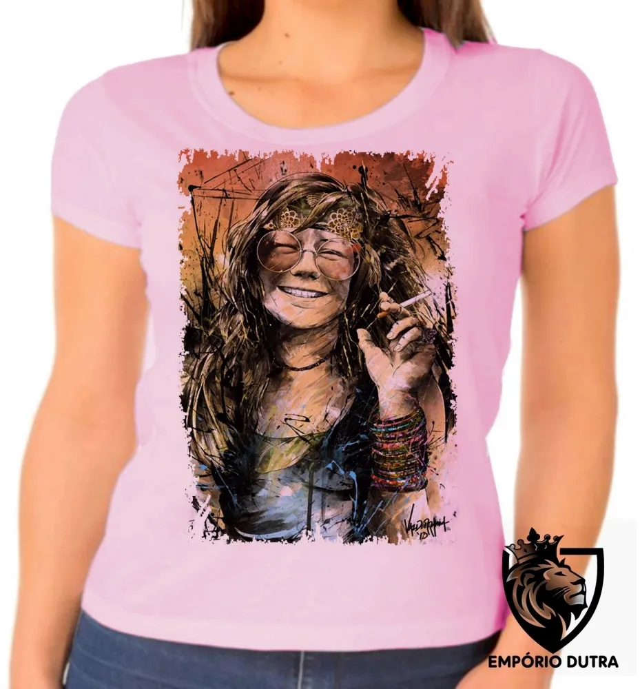 Baby look blusa Feminina Janis Joplin