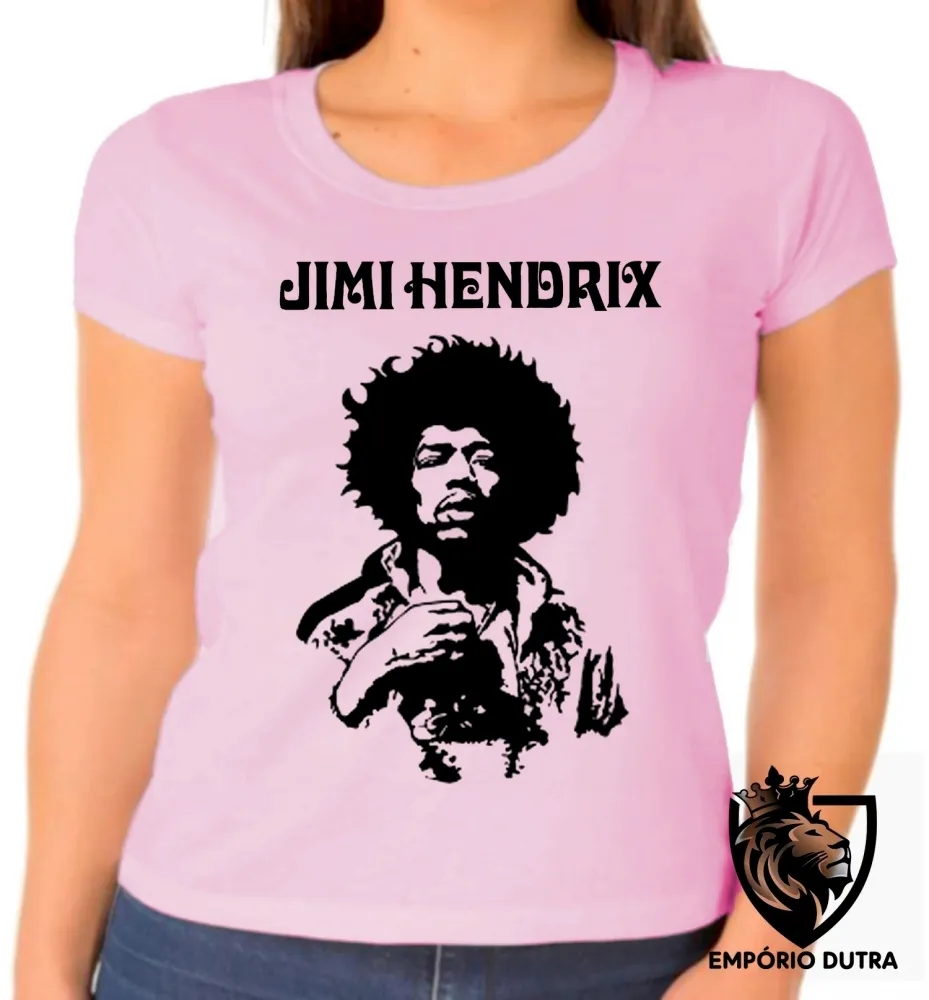 Baby look blusa Feminina Jimi Hendrix rei guitarra woodstock anos 60