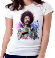 Baby look blusa Feminina Jimmy Hendrix colorido rock guitarra - Foto 2