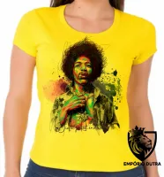 Baby look blusa Feminina Jimmy Hendrix colorido rock guitarra - Foto 4
