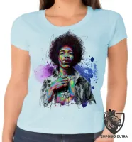 Baby look blusa Feminina Jimmy Hendrix colorido rock guitarra - Foto 5
