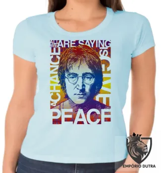 Baby look blusa Feminina John Lennon peace - Foto 2