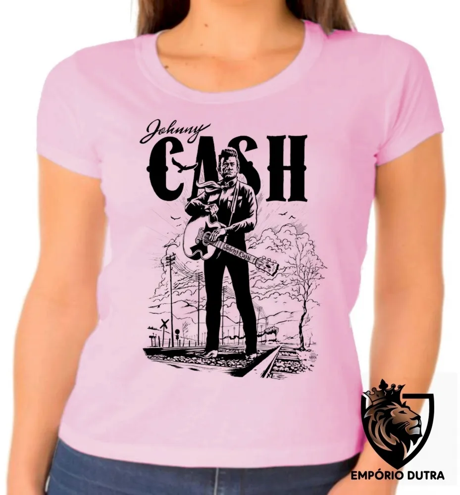 Baby look blusa Feminina Johnny Cash Imagem