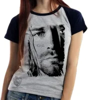 Baby look blusa Feminina Kurt Cobain face - Foto 5