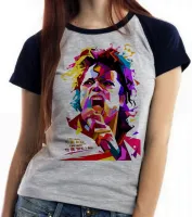 Baby look blusa Feminina michel jackson musica colorido - Foto 3