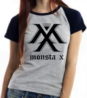 Baby look blusa Feminina monsta x k pop bts banda koreana musica - Foto 2