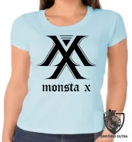 Baby look blusa Feminina monsta x k pop bts banda koreana musica - Foto 6