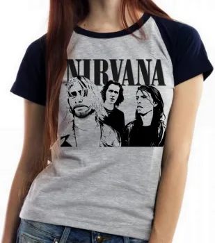 Baby look blusa Feminina Nirvana banda kurt cobain rock musica - Foto 2