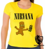 Baby look blusa Feminina Nirvana Bart Simpsons dolar - Foto 5
