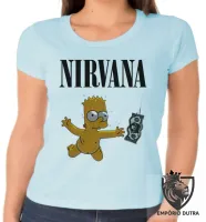 Baby look blusa Feminina Nirvana Bart Simpsons dolar - Foto 6