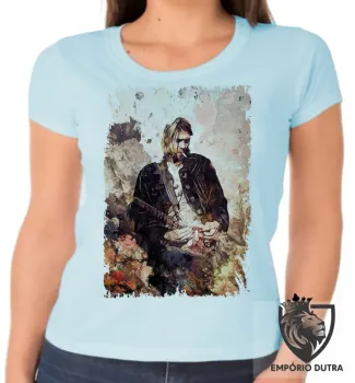 Baby look blusa Feminina Nirvana Kurt Cobain cigarro - Foto 2