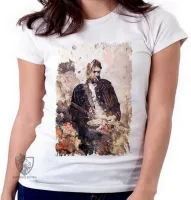 Baby look blusa Feminina Nirvana Kurt Cobain cigarro - Foto 4