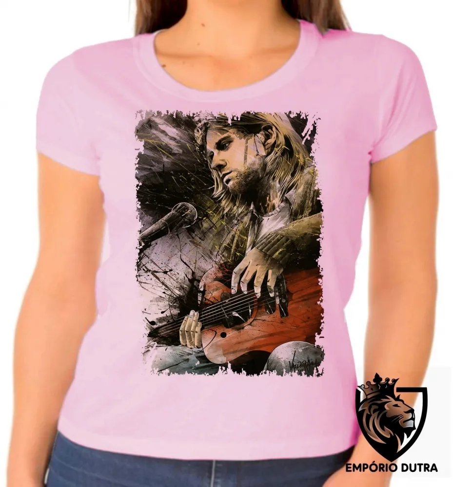 Baby look blusa Feminina Nirvana Kurt Cobain pintura