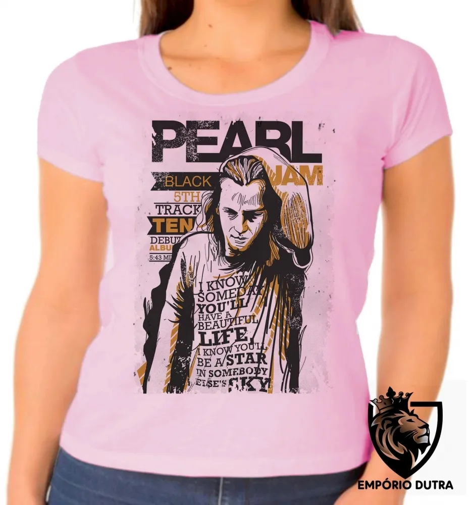 Baby look blusa Feminina Pearl Jam banda rock Imagem