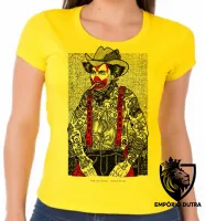 Baby look blusa Feminina Pearl Jam cowboy palhaço banda rock - Foto 4