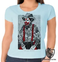 Baby look blusa Feminina Pearl Jam cowboy palhaço banda rock - Foto 5