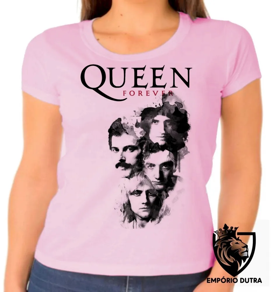 Baby look blusa Feminina queen forever Freddie Mercury banda rock