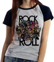 Baby look blusa Feminina Rock in roll bandas famosas - Foto 5