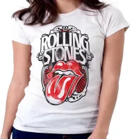 Baby look blusa Feminina rolling stones retro boca lingua - Foto 4