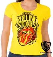 Baby look blusa Feminina rolling stones retro boca lingua - Foto 6