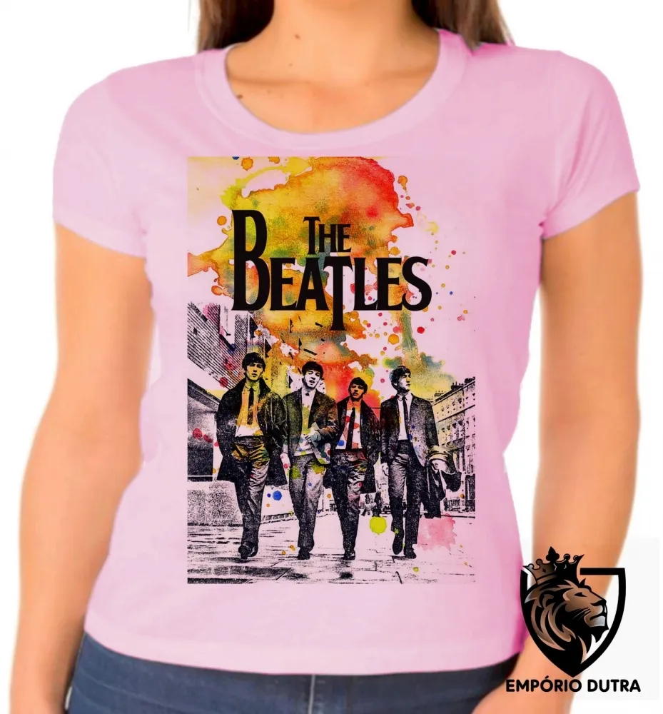 Baby look blusa Feminina The Beatles colorido