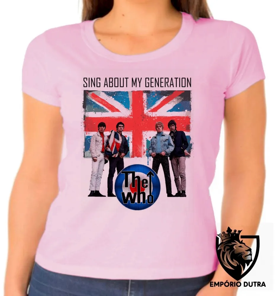 Baby look blusa Feminina the who banda rock logo anos 60 generation