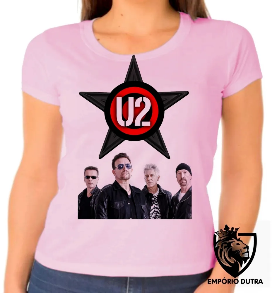 Baby look blusa Feminina u2 banda rock musica irlanda estrela banda Imagem