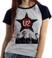 Baby look blusa Feminina u2 banda rock musica irlanda estrela banda - Foto 3