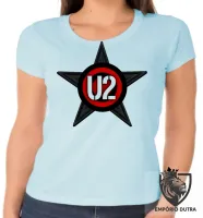 Baby look blusa Feminina u2 banda rock musica logo estrela banda - Foto 2