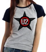 Baby look blusa Feminina u2 banda rock musica logo estrela banda - Foto 3