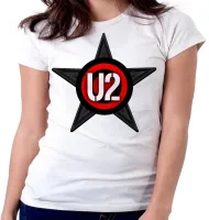Baby look blusa Feminina u2 banda rock musica logo estrela banda - Foto 4