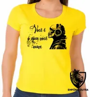 Baby look blusa Feminina Você é o que você ouve musica caveira - Foto 6