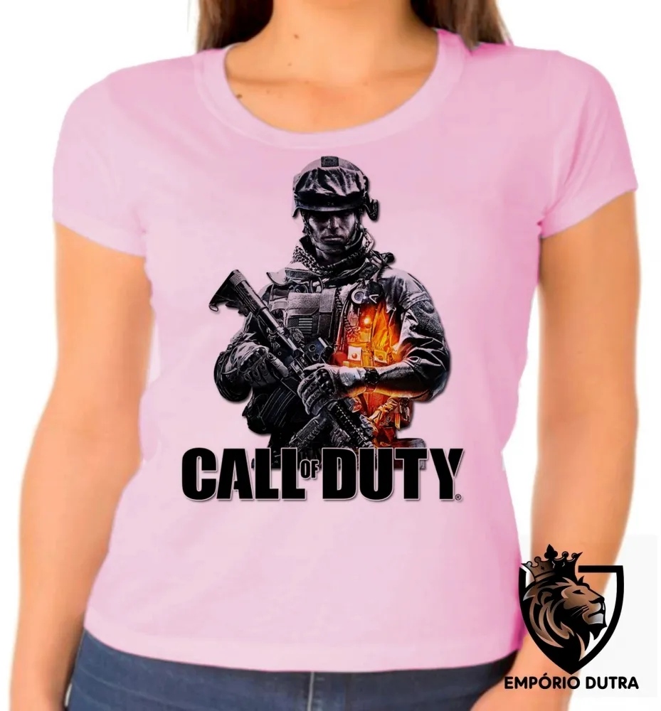 Baby look blusa Feminina Call of Duty soldado jogo game
