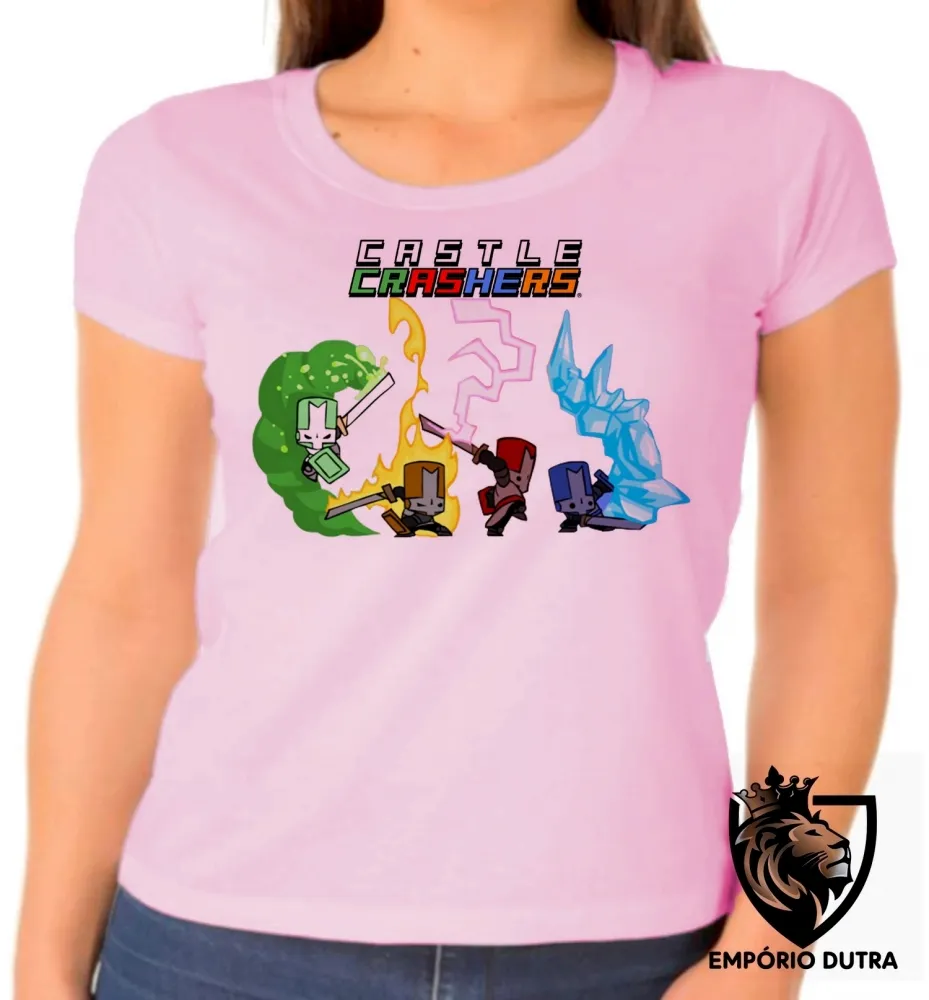 Baby look blusa Feminina Castle Crashers jogo game espada