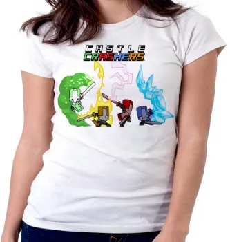 Baby look blusa Feminina Castle Crashers jogo game espada - Foto 2