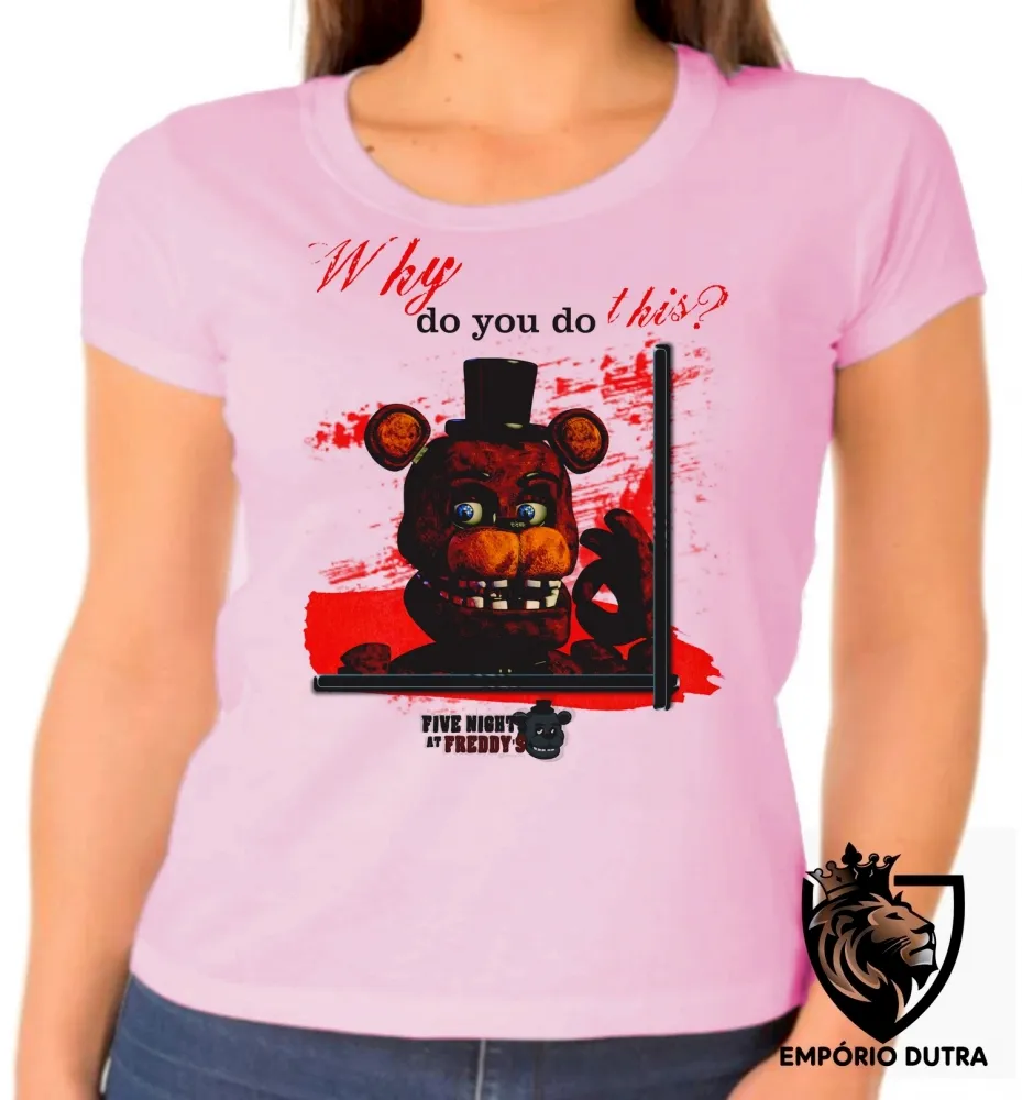 Baby look blusa Feminina Five Night at Freddys Five Urso