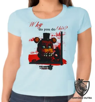 Baby look blusa Feminina Five Night at Freddys Five Urso - Foto 2